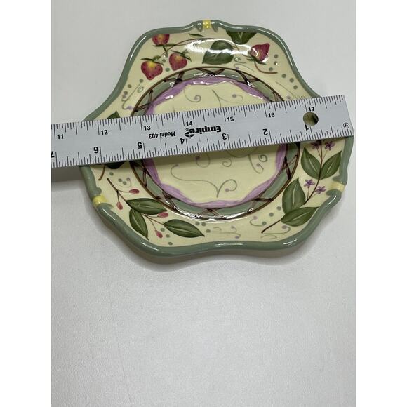 Partylite Strawberry Fields Candle Ceramic Plate EUC Retired Home Decor 6 Inches - Picture 8 of 8